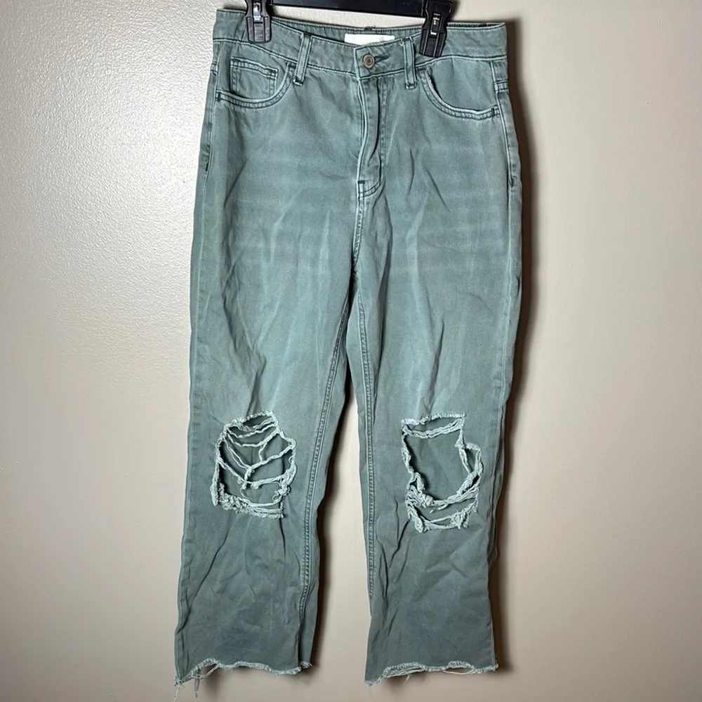 Vervet Green Distressed Wide Leg Jeans Size 27 - Picture 8 of 8
